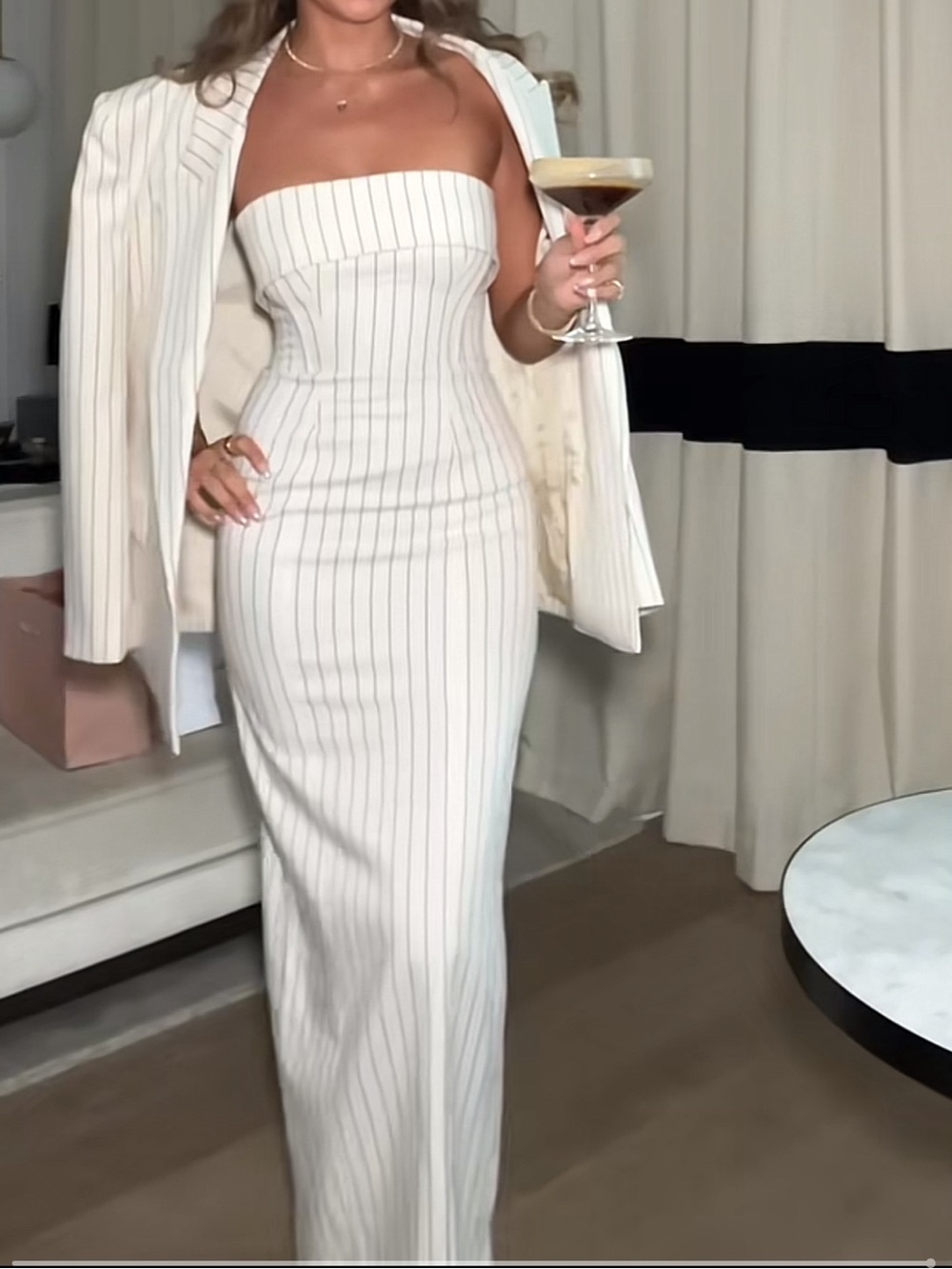 Helsa Pinstripe Blazer & Dress Set